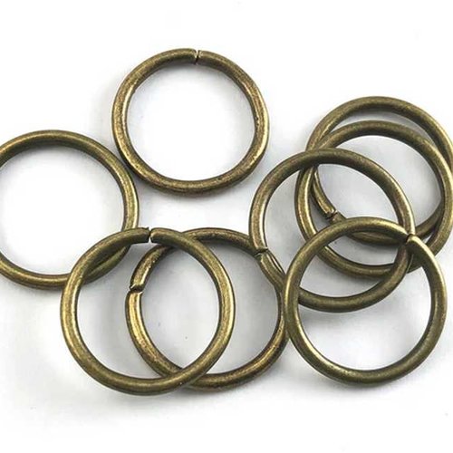 10 anneaux simples ouverts - 14 mm - couleur bronze vieilli - anneaux de jonction - ronds (aro14ba)