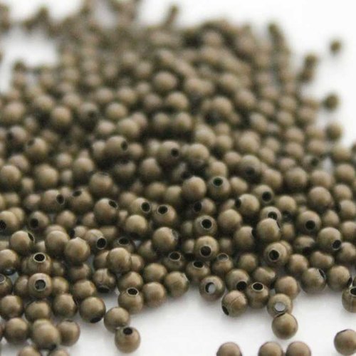 100 perles métal - 2.5 mm - couleur bronze vieilli - intercalaires - perles métalliques - rond (pm2.5ba)