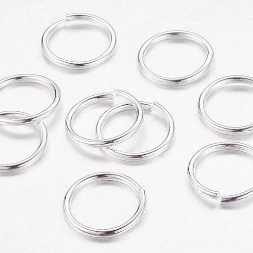 10 anneaux simples ouverts - 16 mm - argenté - anneaux de jonction - ronds (aro16a)