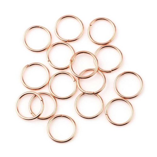 10 anneaux simples ouverts - 16 mm - doré rose - anneaux de jonction - ronds (aro16dr)