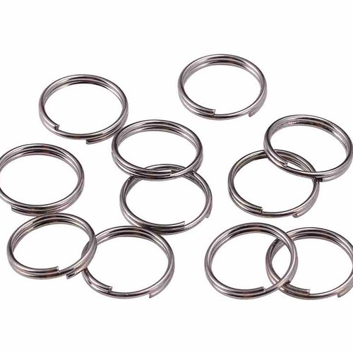 50 anneaux doubles ouverts - 10 mm - gunmetal - noir anthracite - anneaux de jonction - ronds (ado10gm)