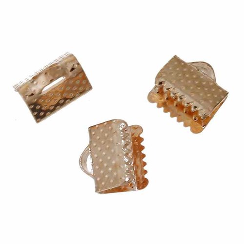 10 fermoirs-griffe - 8 x 8 mm - doré rose - attaches ruban - pinces - mâchoires (fg08dr)