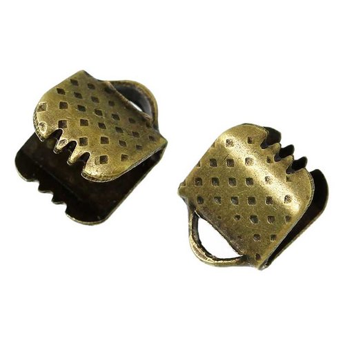 10 fermoirs-griffe - 8 x 6 mm - couleur bronze vieilli - attaches ruban - pinces - mâchoires (fg08ba)