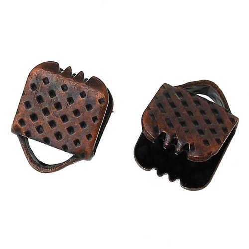 20 fermoirs-griffe - 8 x 7 mm - couleur cuivre - attaches ruban - pinces - mâchoires (fg08cr)