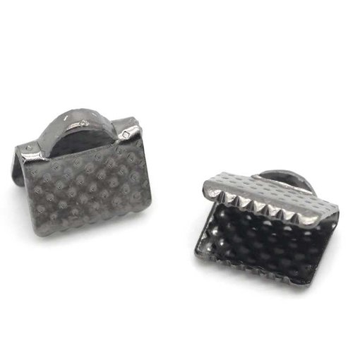 20 fermoirs-griffe - 8 x 8 mm - gunmetal - noir anthracite - attaches ruban - pinces - mâchoires (fg08gm)