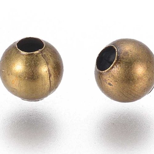20 perles métal - 4 mm - couleur bronze vieilli - intercalaires - perles métalliques - rond (pm04ba)