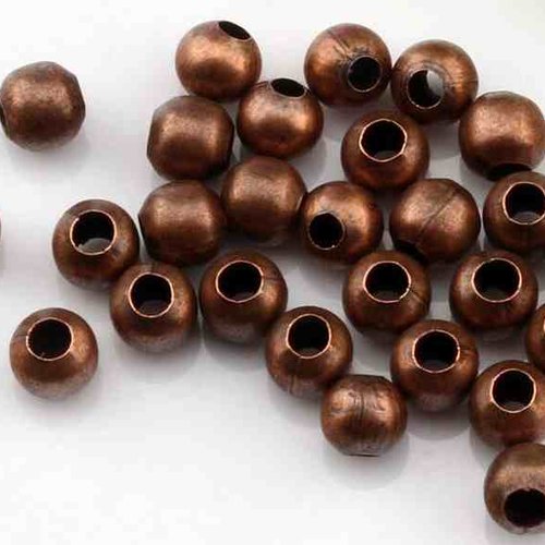 20 perles métal - 4 mm - couleur cuivre rouge - intercalaires - perles métalliques - rond (pm04cr)
