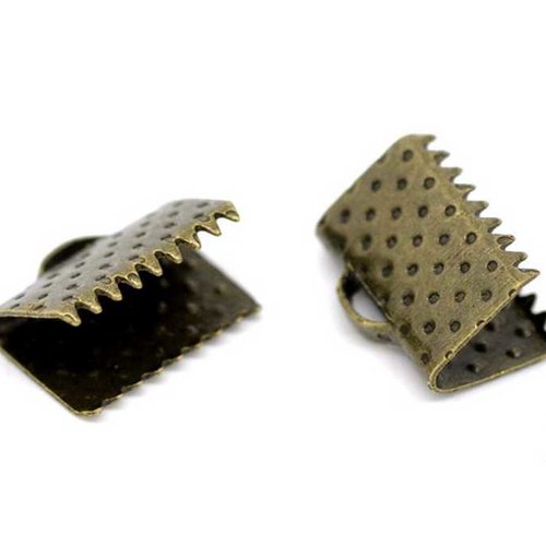 10 fermoirs-griffe - 10 x 8 mm - couleur bronze vieilli - attaches ruban - pinces - mâchoires (fg10ba)