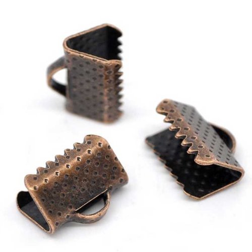 20 fermoirs-griffe - 10 x 8 mm - couleur cuivre rouge - attaches ruban - pinces - mâchoires (fg10cr)