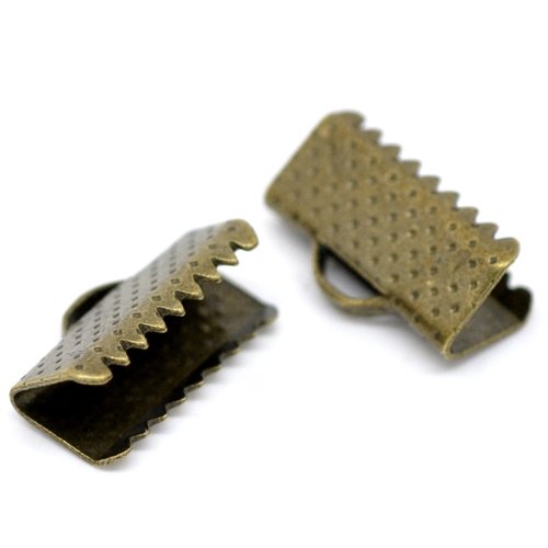 20 fermoirs-griffe - 13 x 8 mm - couleur bronze vieilli - attaches ruban - pinces - mâchoires (fg13ba)