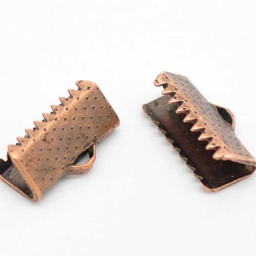 10 fermoirs-griffe - 13 x 8 mm - couleur cuivre rouge - attaches ruban - pinces - mâchoires (fg13cr)