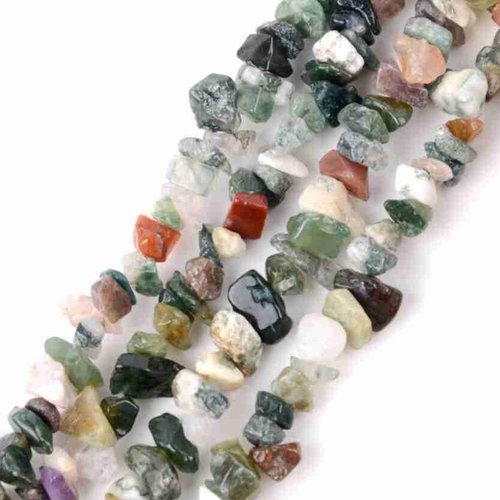 20 perles chips agate indienne - 5 - 8 mm - couleurs variées - perles concassées - nuggets - rocaille - pierres gemmes (agich-1 )