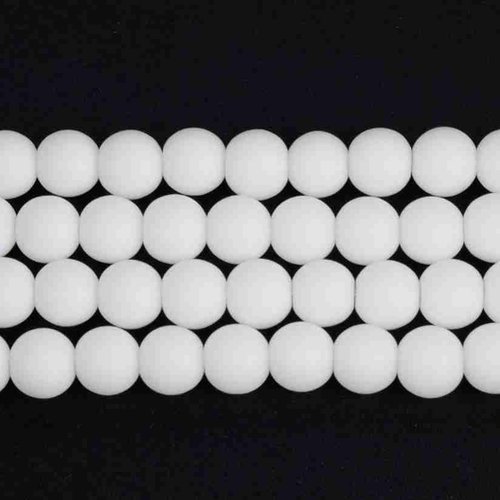 20 perles agate blanche mate opaque - 4 mm - pierres gemmes - rondes (abp04-1)