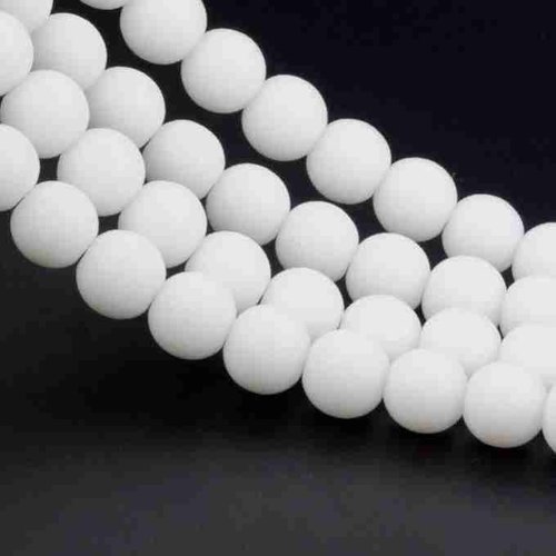 20 perles agate blanche mate opaque - 6 mm - pierres gemmes - rondes (abp06-1)