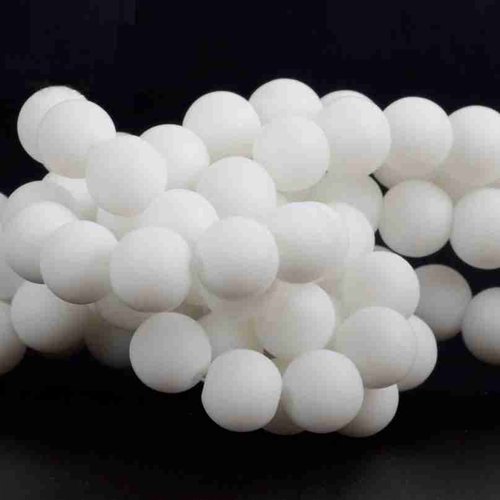 5 perles agate blanche mat opaque - 10 mm - pierres gemmes - rondes (agbp10-1)