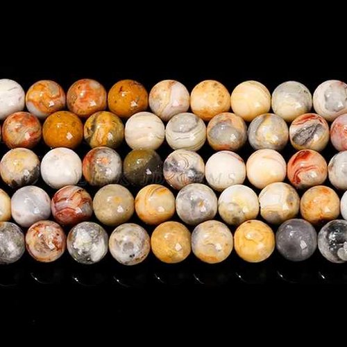20 perles agate crazy lace - 4 mm - toutes les nuances jaune / beige / marron - pierres gemmes - rondes (aclp04-1)