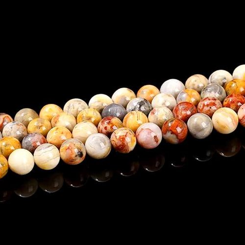 10 perles agate crazy lace - 6 mm - toutes les nuances jaune / beige / marron - pierres gemmes - rondes (aclp06-1)