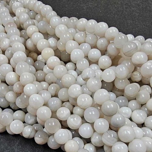 20 perles agate blanche crazy lace - 4 mm - couleur blanc / ivoire - white crazy - pierres gemmes - rondes (abclp04-1)