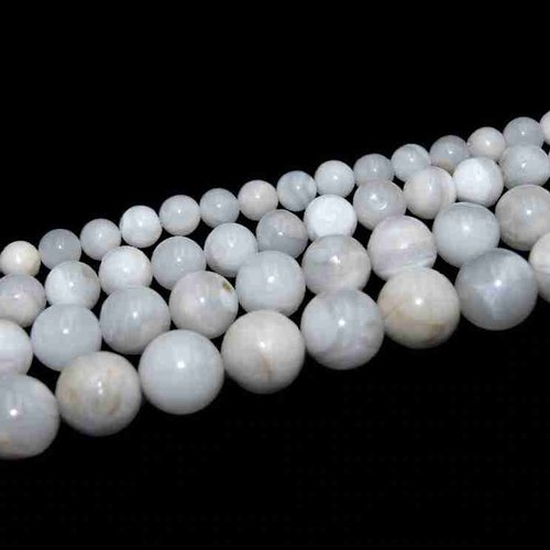 10 perles agate blanche crazy lace - 6 mm - couleur blanc / ivoire - white crazy - pierres gemmes - rondes (abclp06-1)