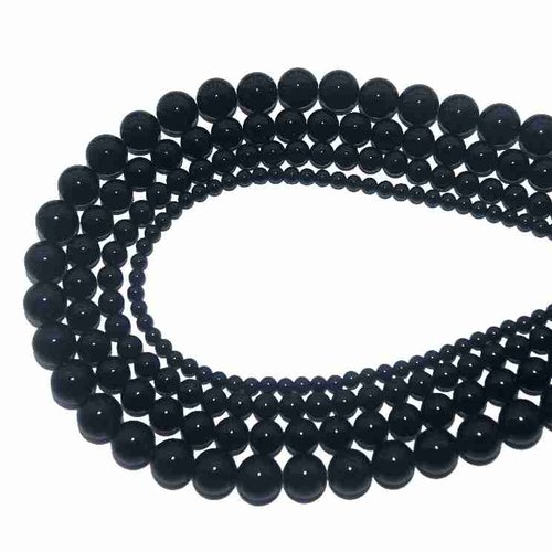 20 perles agate noire - 4 mm - noir - onyx - pierres gemmes - rondes (agnp04-1)