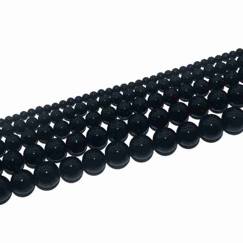 10 perles agate noire - 6 mm - noir - onyx - pierres gemmes - rondes (agnp06-1)