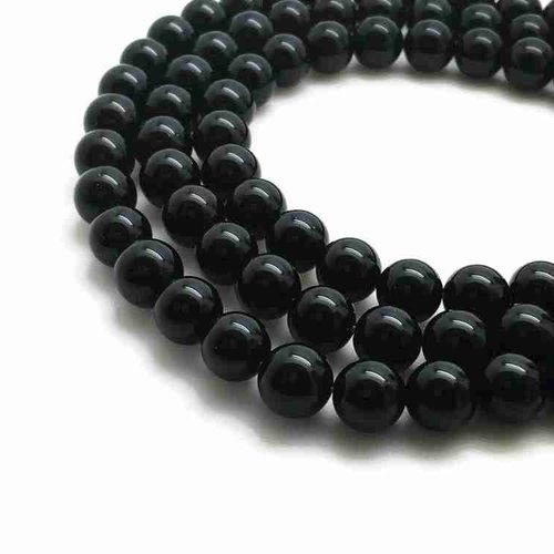 10 perles agate noire - 8 mm - onyx - noir - pierres gemmes - rondes (agnp08-1)