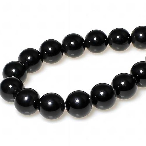 5 perles agate noire - 10 mm - noir - onyx - pierres gemmes - rondes (agnp10-1)
