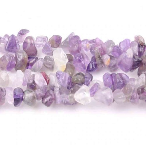 20 perles chips améthyste - 8 - 12 mm - couleur lavande / violet - perles concassées - rocaille - pierres gemmes - quartz violet (amch-3)