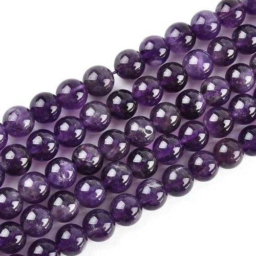 10 perles améthyste - 6 mm - couleur lavande / mauve / violet - pierres gemmes - quartz violet - rondes (amp06-1)