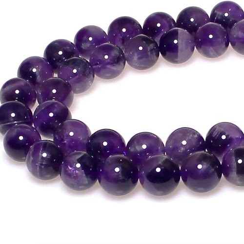 10 perles améthyste - 8 mm - couleur lavande / mauve / violet - pierres gemmes - quartz violet - rondes (amp08-1)
