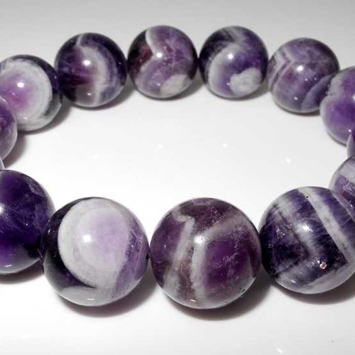 5 perles améthyste chevron - 10 mm - couleur lavande / mauve / violet - pierres gemmes - quartz violet - rondes (amp10-2)