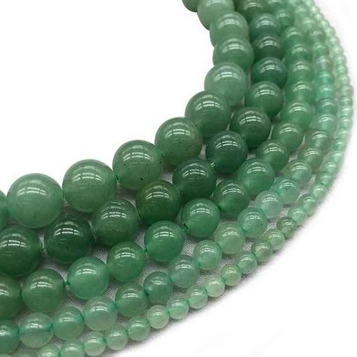 10 perles aventurine verte - 6 mm - couleur vert pâle - pierres gemmes - rondes (avp06-1)