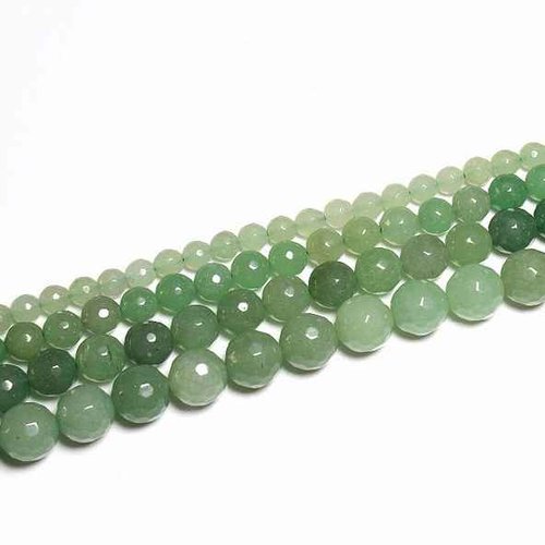 20 perles à facettes aventurine verte - 4 mm - couleur vert pâle - pierres gemmes - perles facettées - rondes (avp04-1)
