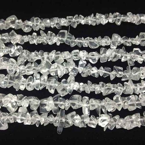 20 perles chips cristal de roche - quartz - 5 - 8 mm - translucide - perles concassées - rocaille - pierres gemmes (crch-2)