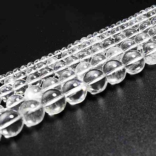 20 perles cristal de roche - quartz cristal - 4 mm - translucide - transparent - pierres gemmes - rondes (crp04-1)