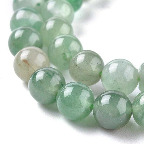 10 perles aventurine verte - 8 mm - couleur vert pâle avec inclusions - pierres gemmes - rondes (avp06-1)