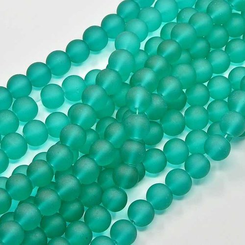 20 perles en verre givré dépoli - 4 mm - vert de mer - vert turquoise - mattes - rondes - perles givrées dépolies (pvg04vdm)