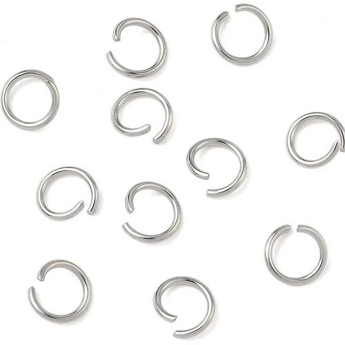 20 anneaux simples ouverts - 6 mm - acier inoxydable 304 inox - acier argenté - anneaux de jonction - ronds (aro06in)