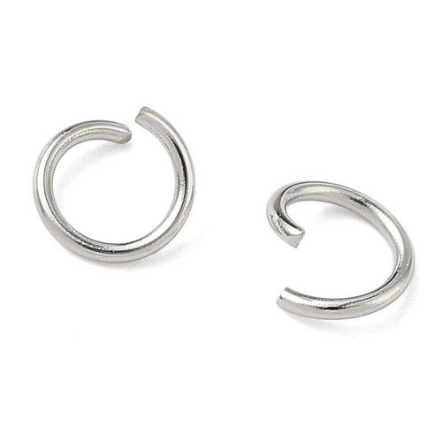 20 anneaux simples ouverts - 10 mm - acier inoxydable 304 inox - acier argenté - anneaux de jonction - ronds (aro10in)