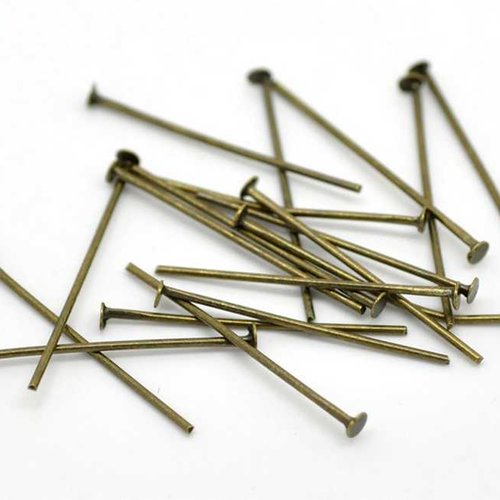 20 clous à tête plate - 25 mm - couleur bronze vieilli - tiges à tête plate - clous-tiges (cttp25ba)