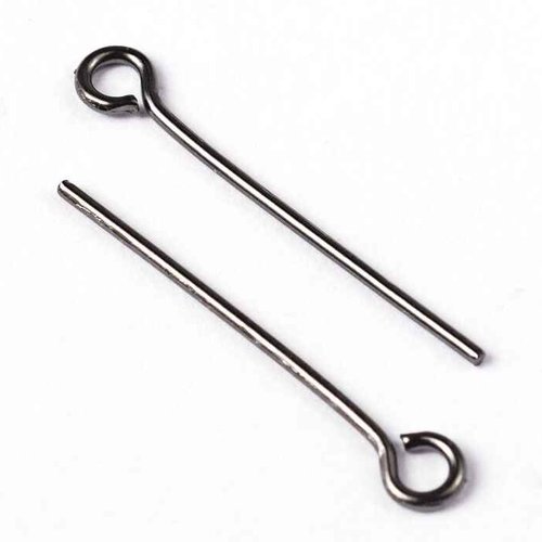 50 tiges à oeil - 32 mm - gunmetal - tiges à tête ronde - clous-tiges (cttr32gm)