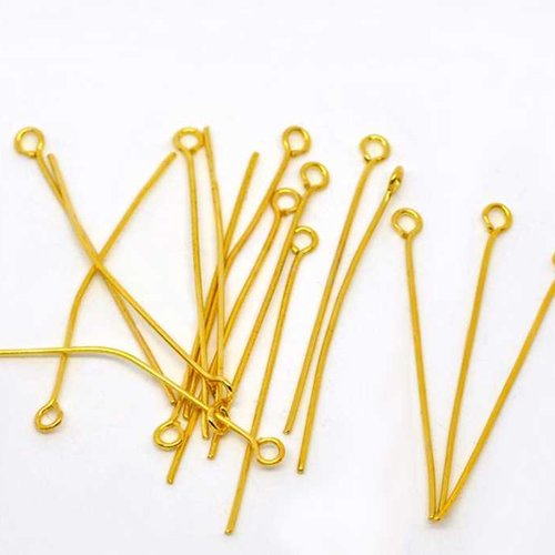 50 tiges à oeil - 38 mm - doré - tiges à tête ronde - clous-tiges (cttr38d)