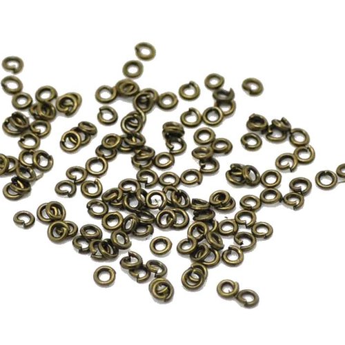 100 anneaux simples ouverts - 3 mm - couleur bronze vieilli - anneaux de jonction - ronds (aro03ba)