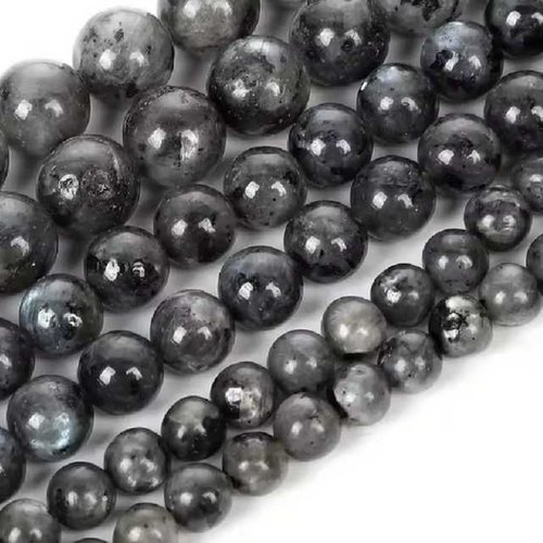 10 perles labradorite - 6 mm - gris naturel - pierres gemmes - rondes (labp06-1 )