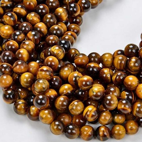 20 perles oeil de tigre - 4 mm - couleur jaune marron irrisant - pierres gemmes - rondes (otp04-1)