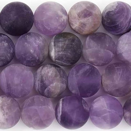 20 perles améthyste - 4 mm - couleur violet / lavande - givrées dépolies - pierres gemmes - quartz violet - mattes - rondes (amp04-3)