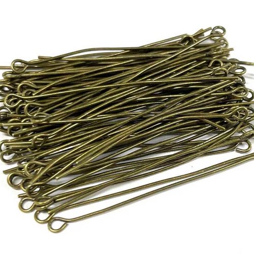 50 tiges à oeil - 45 mm - couleur bronze vieilli - tiges à tête ronde - clous-tiges (cttr45ba)