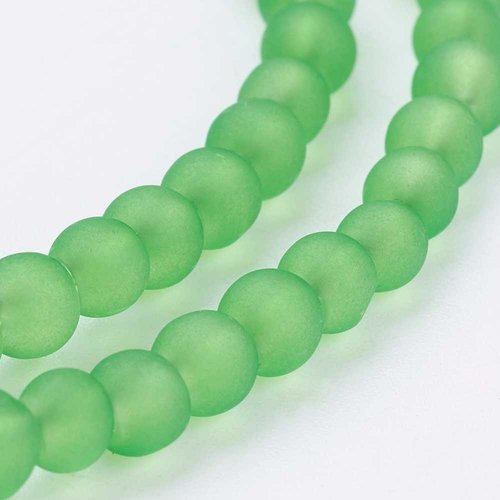20 perles en verre givré dépoli - 8 mm - vert pomme - mattes - rondes - perles givrées dépolies (pvg08vp)