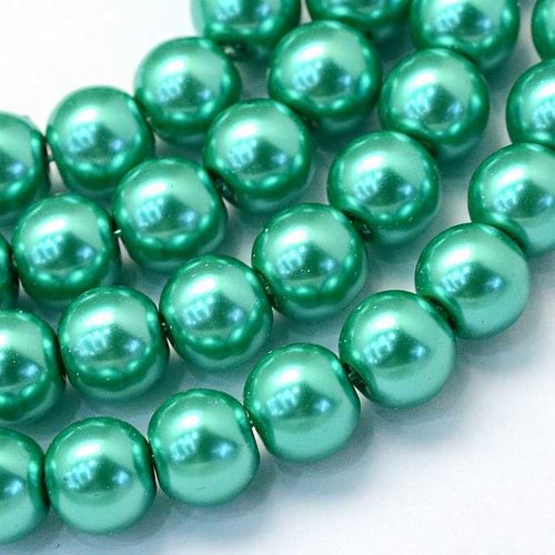 50 perles nacrées en verre - 4 mm - vert de mer - vert turquoise (pnv04vdm)