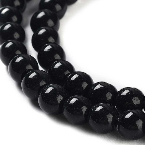 10 perles nacrées en verre - 8 mm - noir (pnv08n)